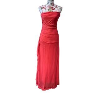 USA Made Jodi Kristopher Pink Roached Maxi Sheer  Barbie Core Dress Y2K -Shimmer